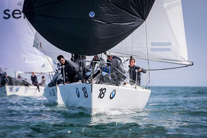 Howth Yacht Club, Co. Dublin, Ireland; Monday 26th August 2013: The Italian Marine team in action on La Superba during the opening race of the BMW J24 World Championships at Howth Yacht Club yesterday (Monday). © David Branigan/Oceansport http://www.oceansport.ie/