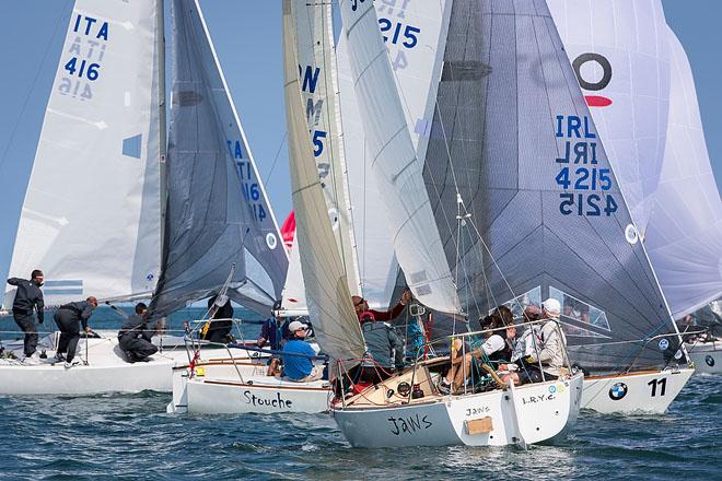 Howth Yacht Club, Co. Dublin, Ireland; Monday 26th August 2013: Ian Iisley’s team from Monaco in the first race in the BMW J24 World Championships off Ireland’s Eye yesterday (Monday). © David Branigan/Oceansport http://www.oceansport.ie/