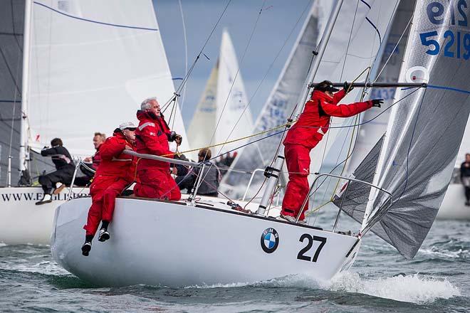 Howth Yacht Club, Co. Dublin, Ireland; Thursday 29th August 2013: Britain’s Ian Southworth and his team in action during the seventh race of the BMW J24 World Championships at Howth, Co. Dublin. © David Branigan/Oceansport http://www.oceansport.ie/