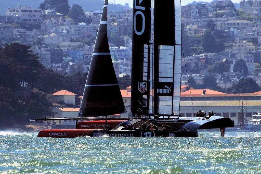 ... with boat one close behind. - America’s Cup 2013 © Chuck Lantz http://www.ChuckLantz.com