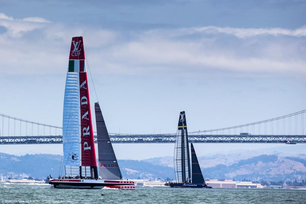 Artemis Racing (SWE) vs. Luna Rossa (ITA), Semi-final race two. ITA wins by 2:05. © Sander van der Borch / Artemis Racing http://www.sandervanderborch.com