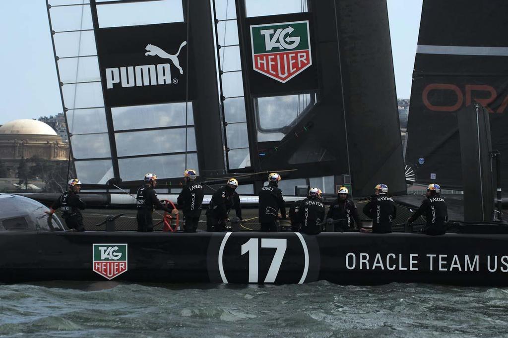 Another close up of Oracle Team USA in action during race 5 of the 34th America's Cup Finals photo copyright Chuck Lantz http://www.ChuckLantz.com taken at  and featuring the  class