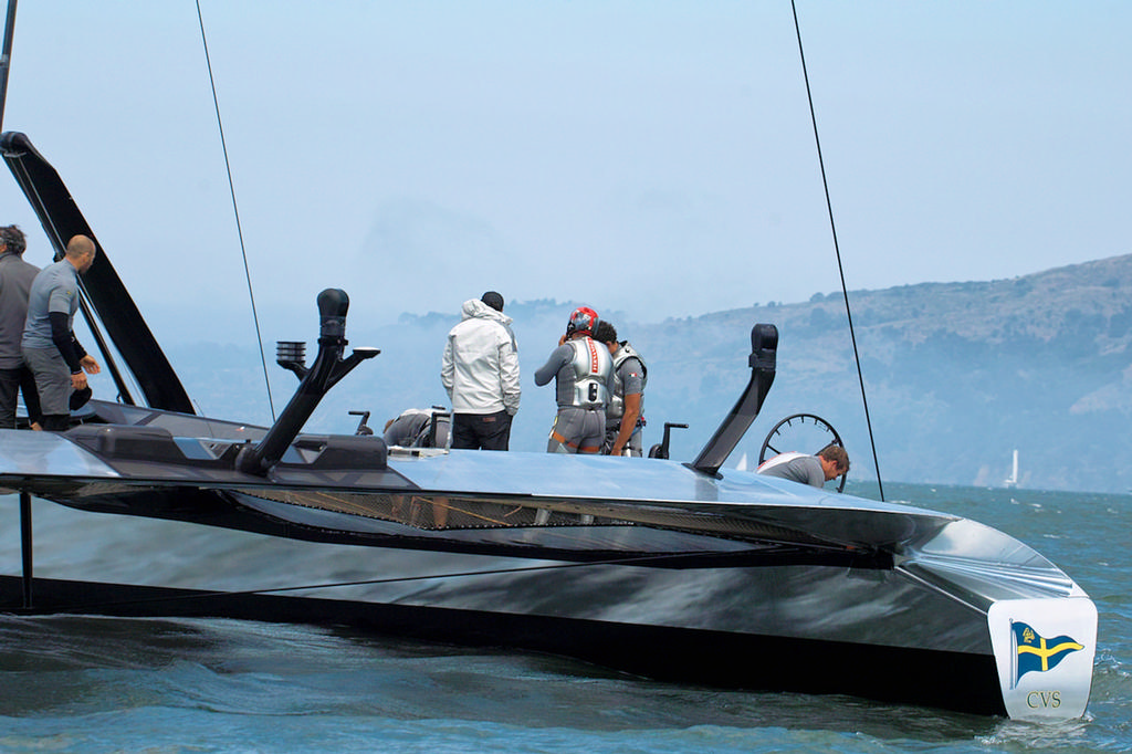 Luna Rossa, looking more like a visitor from another planet than an AC race boat.  - America’s Cup © Chuck Lantz http://www.ChuckLantz.com