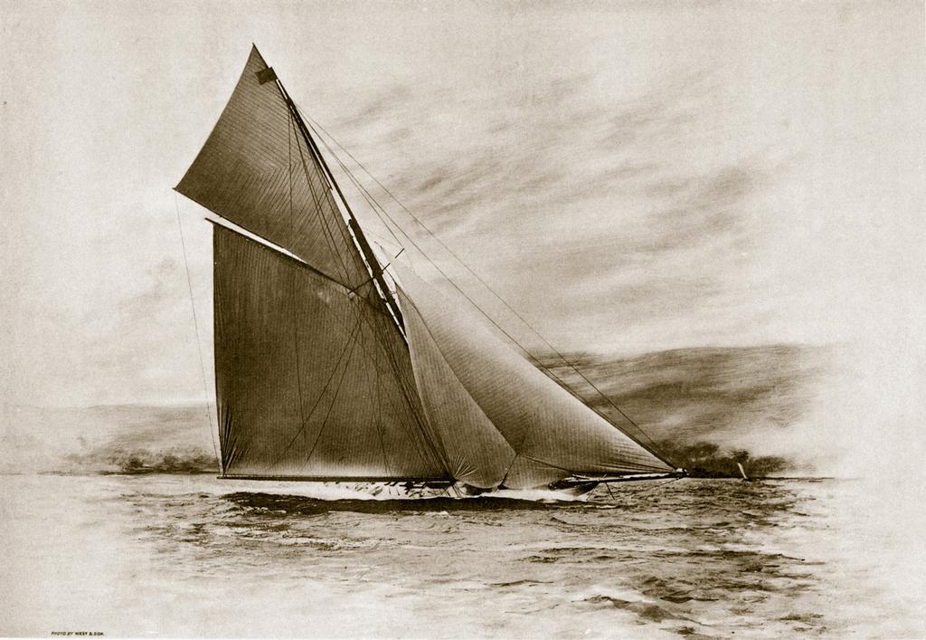 1895 America’s Cup: British challenger VALKYRIE III<br />
9th challenger for the America’s Cup, during sailing trials on the Clyde. First published in The Lawson History of the America’s Cup book<br />
 © PPL Media http://www.pplmedia.com