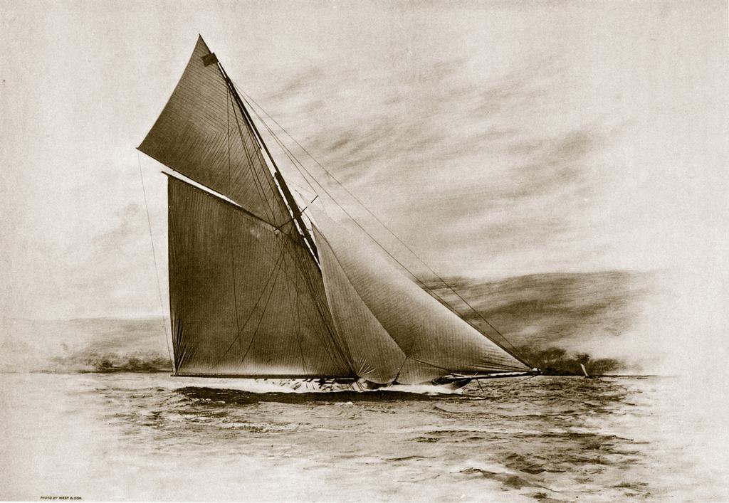 PPL PHOTO AGENCY - COPYRIGHT RESERVED
1895 America's Cup: British challenger VALKYRIE III
9th challenger for the America's Cup, during sailing trials on the Clyde. First published in The Lawson History of the America's Cup book
PHOTO CREDIT:Bob Fisher Archive/PPL
Tel: +44 (0)1243 555561  E.mail: ppl@mistral.co.uk Web: www.pplmedia.com *** Local Caption *** 1895 America's Cup: British challenger VALKYRIE III
9th challenger for the America's Cup, during sailing trials on the Clyde. First published photo copyright PPL Media http://www.pplmedia.com taken at  and featuring the  class