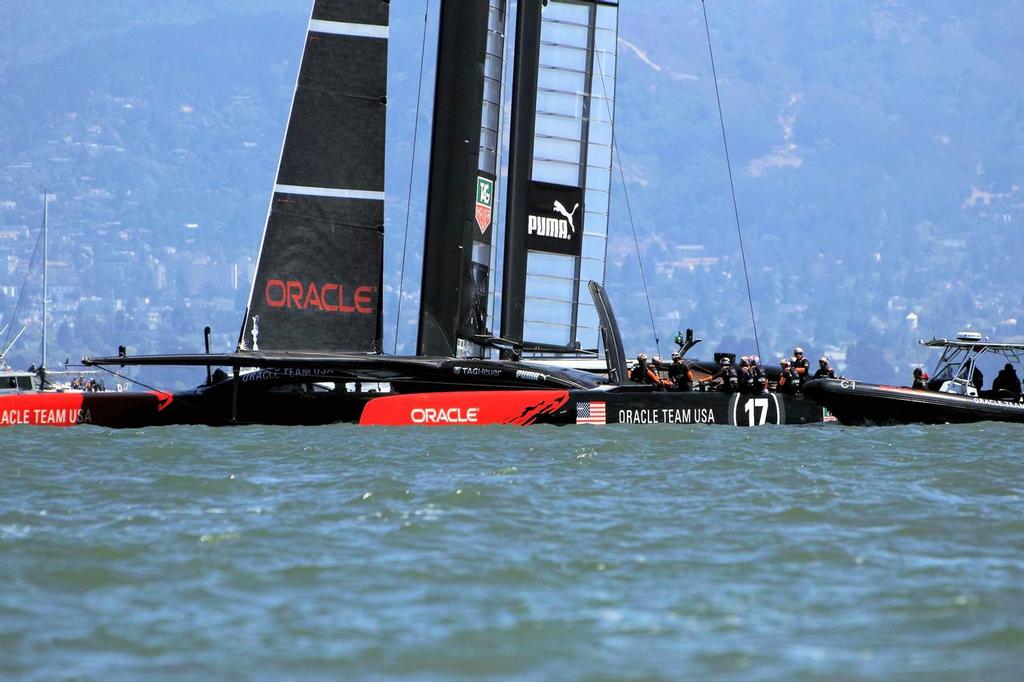 Final prep for Oracle one. - America's Cup 2013 photo copyright Chuck Lantz http://www.ChuckLantz.com taken at  and featuring the  class