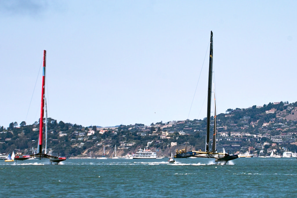 Luna Rossa and Artemis hit the start line, with the Swedish boat in front - America’s Cup © Chuck Lantz http://www.ChuckLantz.com