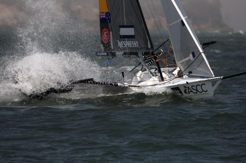 18ft Skiff in the spray - 2013 AC Open photo copyright Chuck Lantz http://www.ChuckLantz.com taken at  and featuring the  class