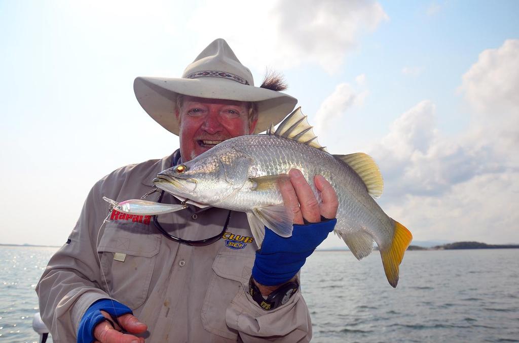 In the warmer months barra are prevalent around the island flats and love shallow diving minnows. photo copyright Lee Brake taken at  and featuring the  class
