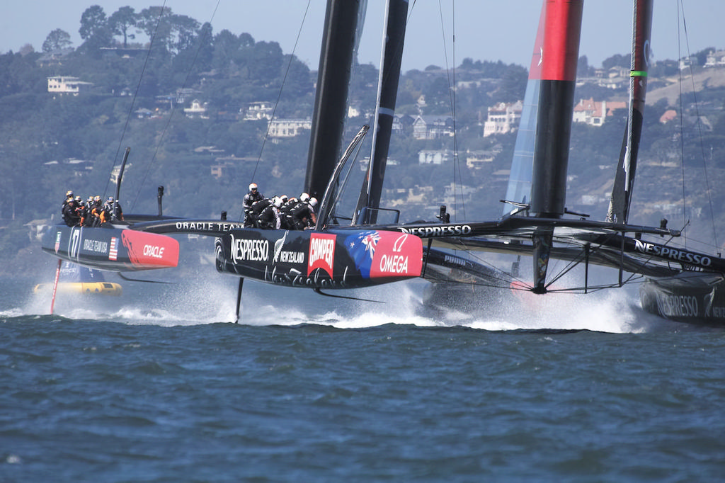 ETNZ leads Oracle towards the reaching mark. - America's Cup photo copyright Chuck Lantz http://www.ChuckLantz.com taken at  and featuring the  class