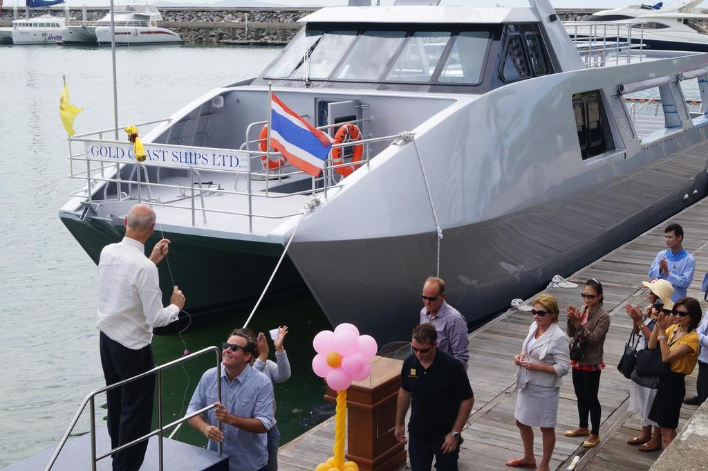 Australian Ambassador to Thailand, James Wise launching 17m high speed ferry photo copyright Swan Super Lines www.swansuperlines.com taken at  and featuring the  class