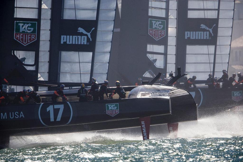 Oracle Team USA - Two boat testing session San Francisco (USA) August 30, 2013 photo copyright Guilain Grenier Oracle Team USA http://www.oracleteamusamedia.com/ taken at  and featuring the  class