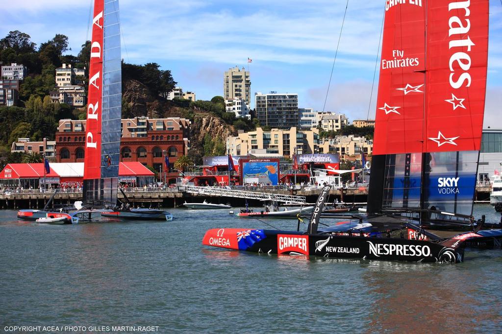 2'/08/2013 - San Francisco (USA,CA) - 34th America's Cup - Louis Vuitton Finals Race 7; Luna Rossa vs Emirates Team New Zealand photo copyright ACEA - Photo Gilles Martin-Raget http://photo.americascup.com/ taken at  and featuring the  class