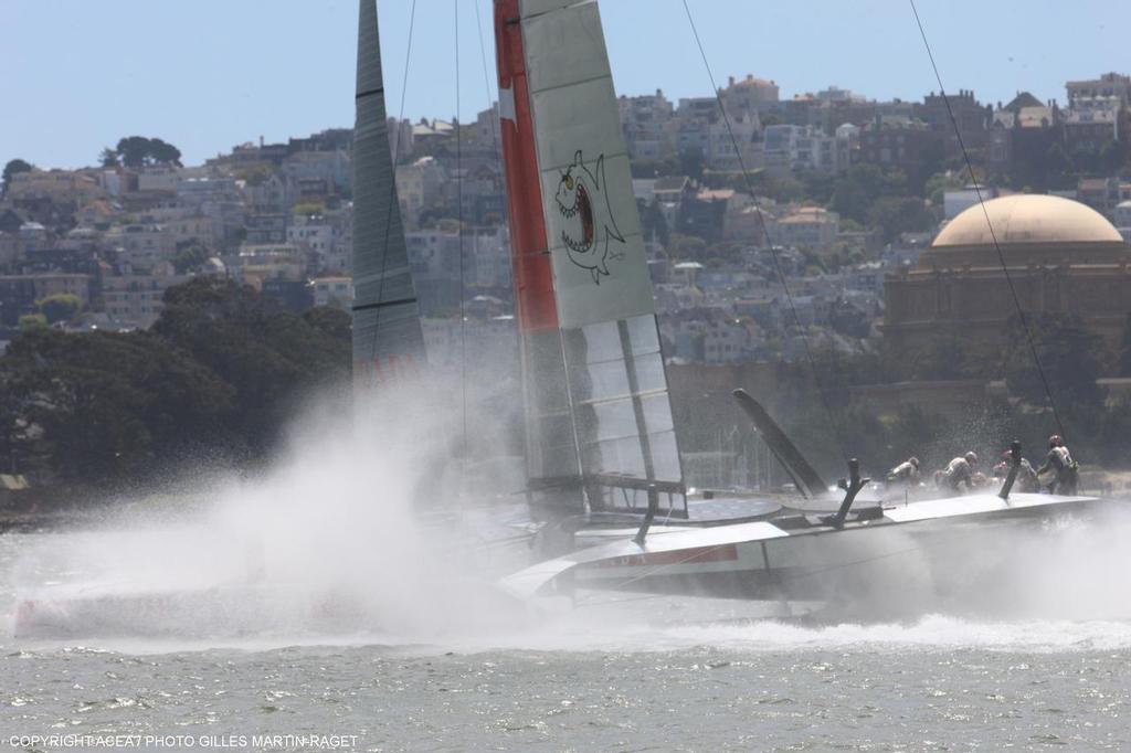 Luna Rossa digs in during the Louis Vuitton Cup Finals photo copyright ACEA - Photo Gilles Martin-Raget http://photo.americascup.com/ taken at  and featuring the  class