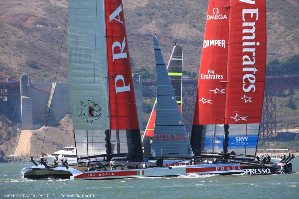 2'/08/2013 - San Francisco (USA,CA) - 34th America's Cup - Louis Vuitton Finals Race 7; Luna Rossa vs Emirates Team New Zealand photo copyright ACEA - Photo Gilles Martin-Raget http://photo.americascup.com/ taken at  and featuring the  class