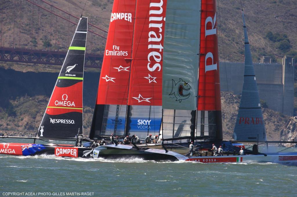 2'/08/2013 - San Francisco (USA,CA) - 34th America's Cup - Louis Vuitton Finals Race 7; Luna Rossa vs Emirates Team New Zealand photo copyright ACEA - Photo Gilles Martin-Raget http://photo.americascup.com/ taken at  and featuring the  class