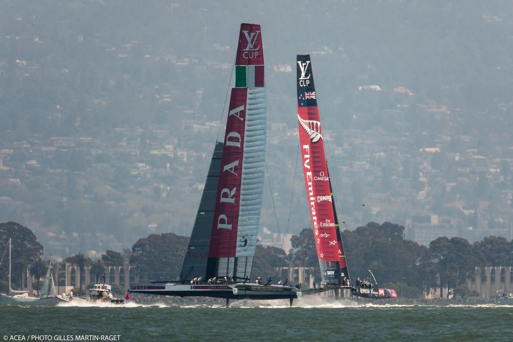 Emiartes Team NZ and Luna Rossa - Louis Vuitton Cup Final, Day 4 photo copyright ACEA - Photo Gilles Martin-Raget http://photo.americascup.com/ taken at  and featuring the  class