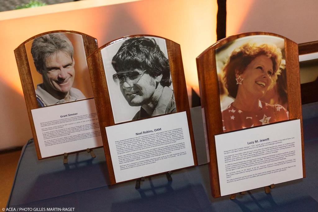 America’s Cup Hall of Fame - Lucy Jewett, Noel Robins, and Grant Simmer photo copyright ACEA - Photo Gilles Martin-Raget http://photo.americascup.com/ taken at  and featuring the  class