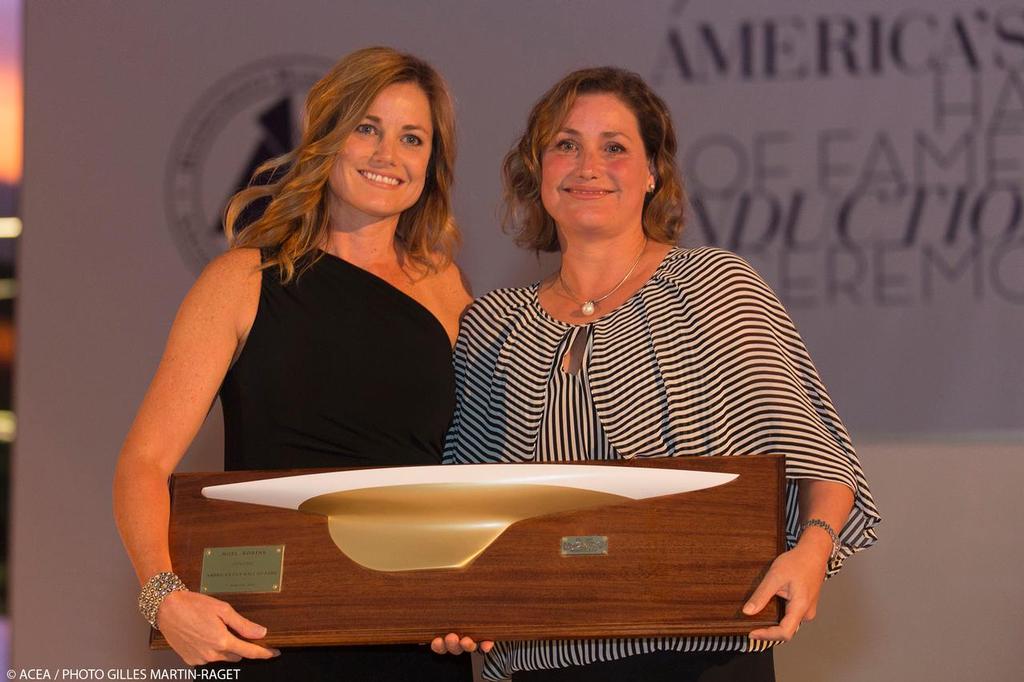 America’s Cup Hall of Fame - Noel Robins’ two daughters accept the trophy on his behalf. &copy; ACEA - Photo Gilles Martin-Raget http://photo.americascup.com/
