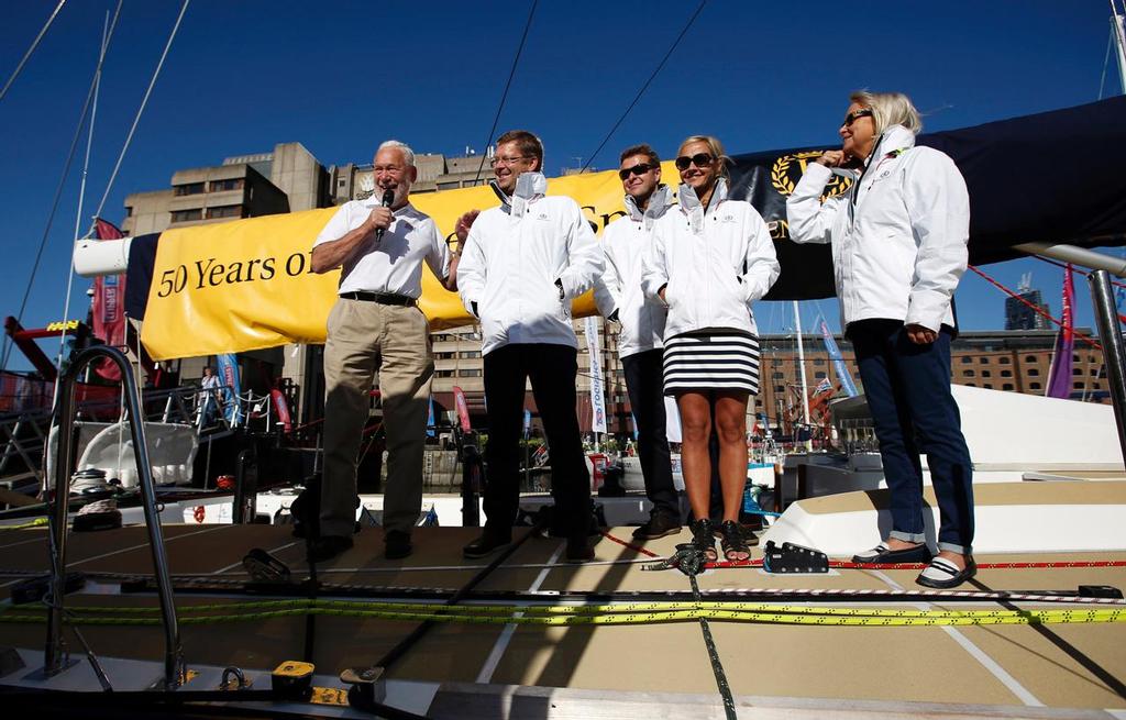 The naming ceremony of the Henry Lloyd sponsored Yacht ’50 Years of Pioneering Spirit’ in St Katharine Docks, London. ©  Jonathan Brady / PA Wire http://www.pressassociation.com/