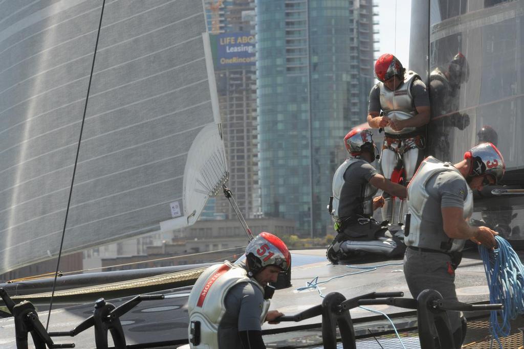 Luna Rossa’s crew Match Race 6 of the Louis Vuitton Cup finale in San Francisco California on August 23, 2013. Ciao. ©  SW