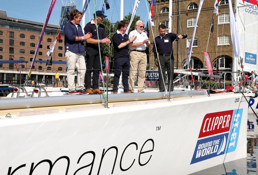 (left to right) Mission Performance skipper Matt Mitchell, Founding Director Rob Lewis, Founding Director Christiaan Mcleod, Clipper Race Founder Sir Robin Knox-Johnston and ex marine Paul Vice. - photo © www.clipperroundtheworld.com/mediaportal