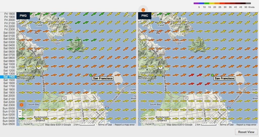 Wind map for 140hrs on Saturday 24 August, 2013 photo copyright PredictWind.com www.predictwind.com taken at  and featuring the  class