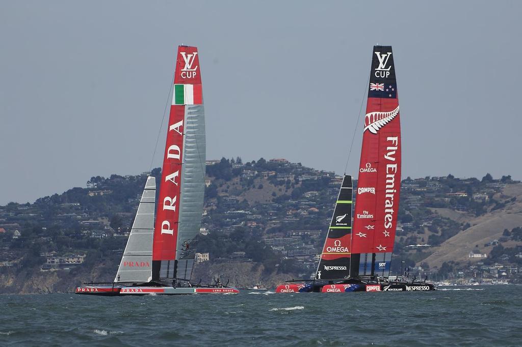 Prestart - Final of Louis Vuitton Cup, Day 3, August 19, 2013 photo copyright Chuck Lantz http://www.ChuckLantz.com taken at  and featuring the  class