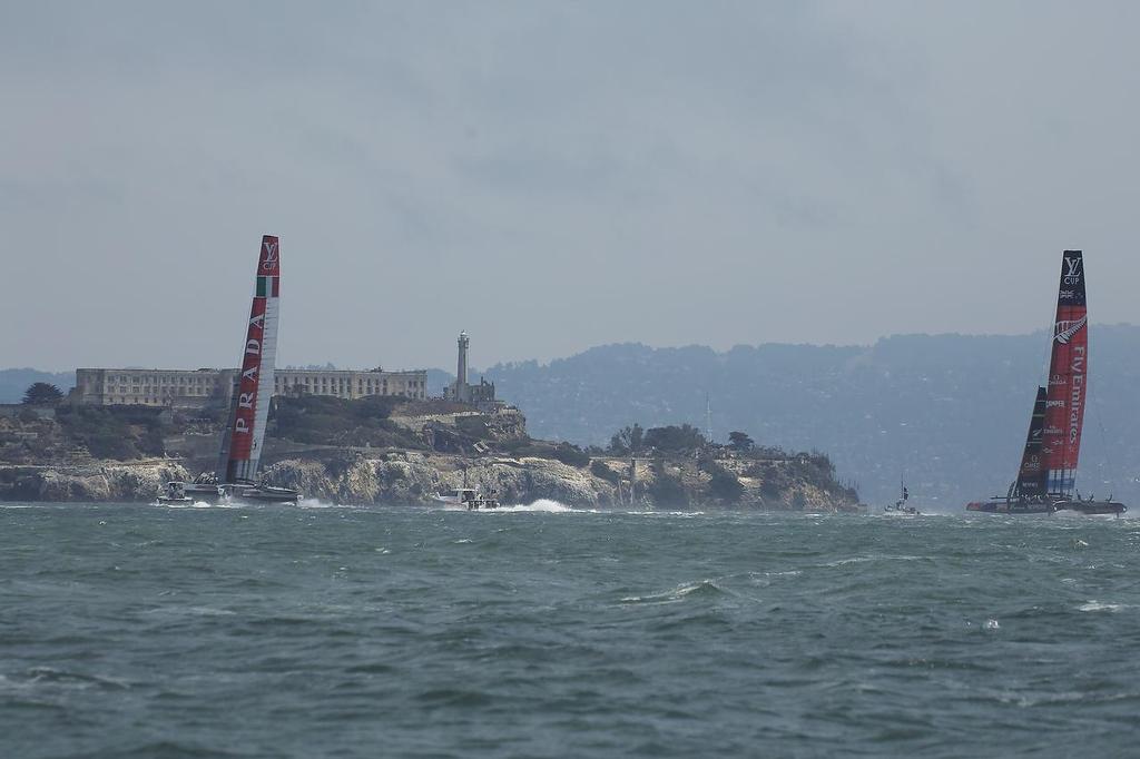 First downwind - Final of Louis Vuitton Cup, Day 3, August 19, 2013 photo copyright Chuck Lantz http://www.ChuckLantz.com taken at  and featuring the  class