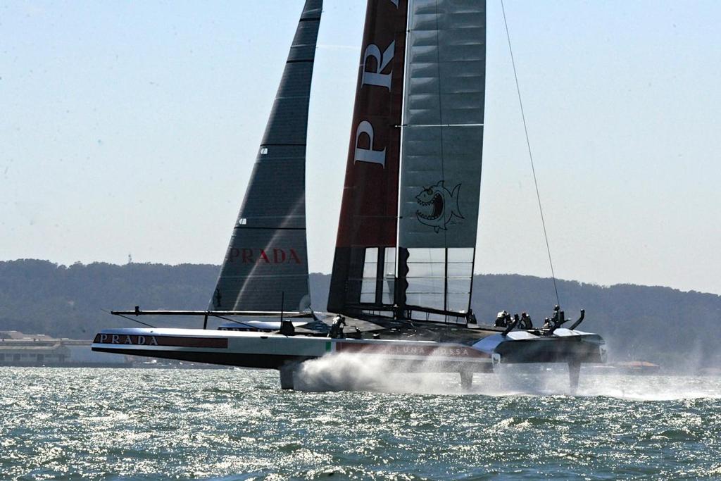 Luna Rossa in Match Race 5 of the Louis Vuitton Cup on August 21, 2013 in San Francisco California. photo copyright  SW taken at  and featuring the  class