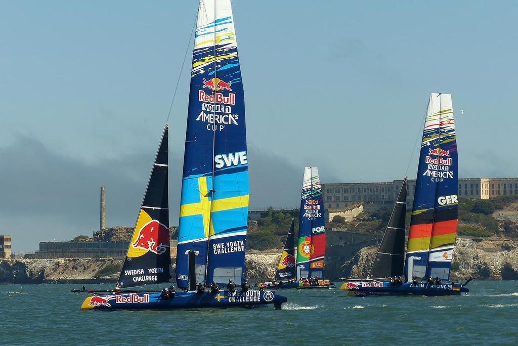 Sweden lead Germany and Portugal - Red Bull Youth America&rsquo;s Cup - Practice Day - August 27, 2013 photo copyright John Navas  taken at  and featuring the  class