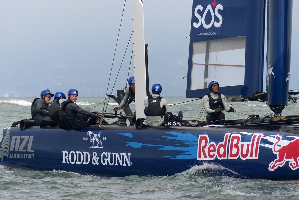 Peter Burling sailing the NZL Sailing Team entry  - Red Bull Youth America’s Cup - August 28, 2013 photo copyright John Navas  taken at  and featuring the  class