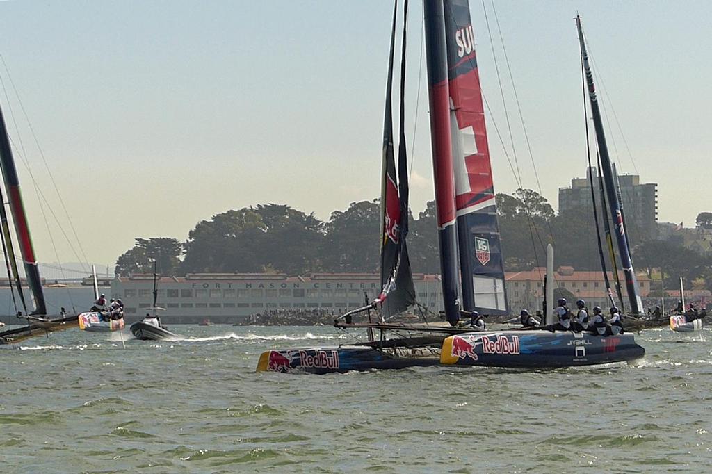 Switzerland in the lead, preparing to round windward mark. - Red Bull Youth AC © John Navas 