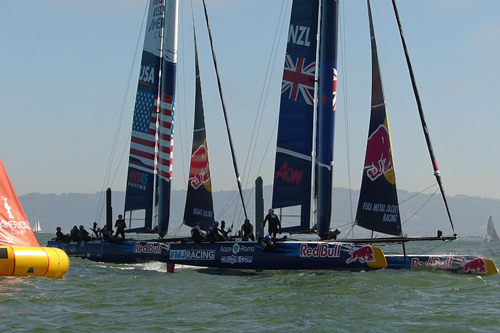 FMJ Racing of New Zealand leads USA45 racing at the windward mark. - Red Bull Youth AC © John Navas 