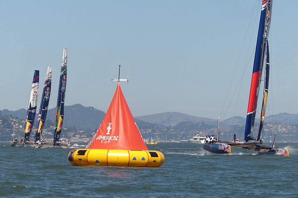 Switzerland leading Portugal, Australia, and New Zealand, last windward rounding. - Red Bull Youth AC © John Navas 