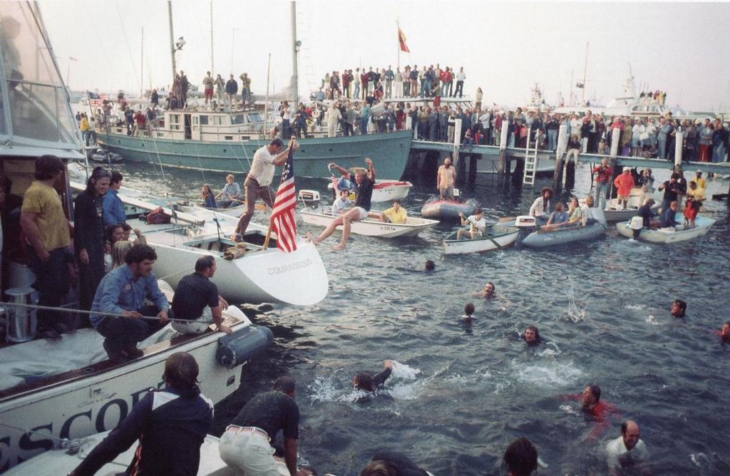 The post-Match celebratory dunking - 1974 America's Cup photo copyright Paul Darling Photography Maritime Productions www.sail-world.com/nz taken at  and featuring the  class