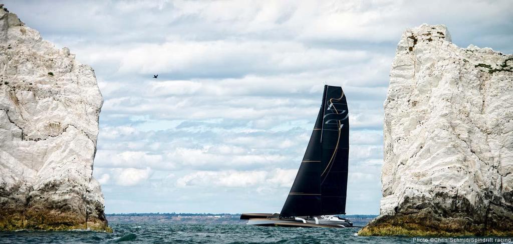 Maxi Spindrift 2 (trimaran) at the start of the Rolex Fastnet 2013 photo copyright Chris Schmid/Spindrift Racing taken at  and featuring the  class