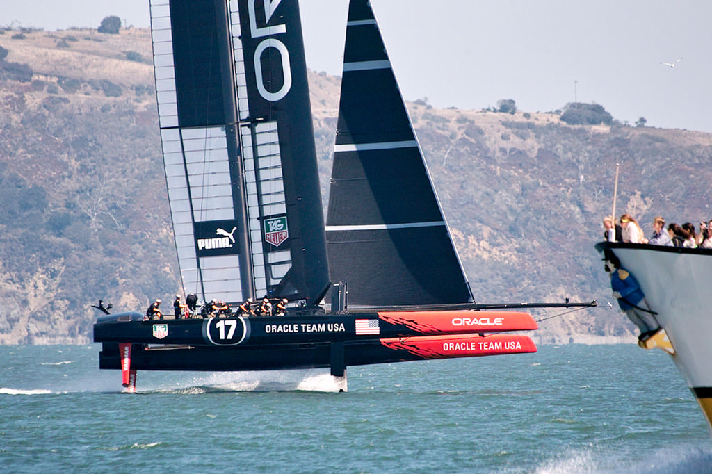 Passengers on the ferry Emperor Norton get a million dollar view of Oracle. - America’s Cup © Chuck Lantz http://www.ChuckLantz.com