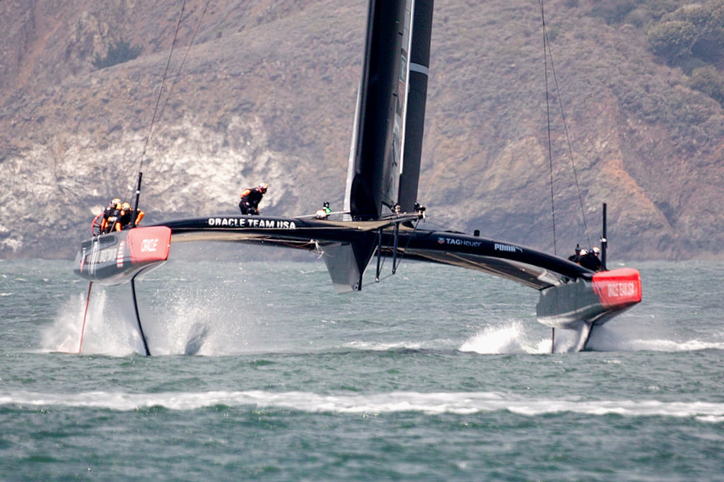 Oracle in the middle of a gybe.  - America's Cup photo copyright Chuck Lantz http://www.ChuckLantz.com taken at  and featuring the  class