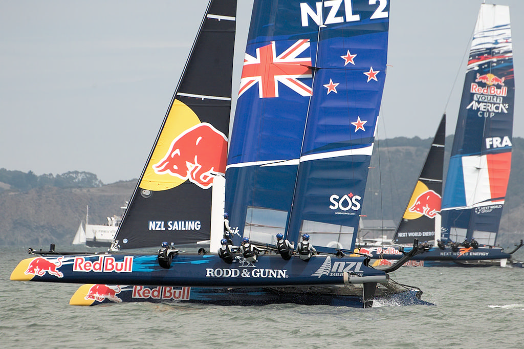 NZL 2 with the French team in the background - Red Bull Youth America’s Cup © Chuck Lantz http://www.ChuckLantz.com