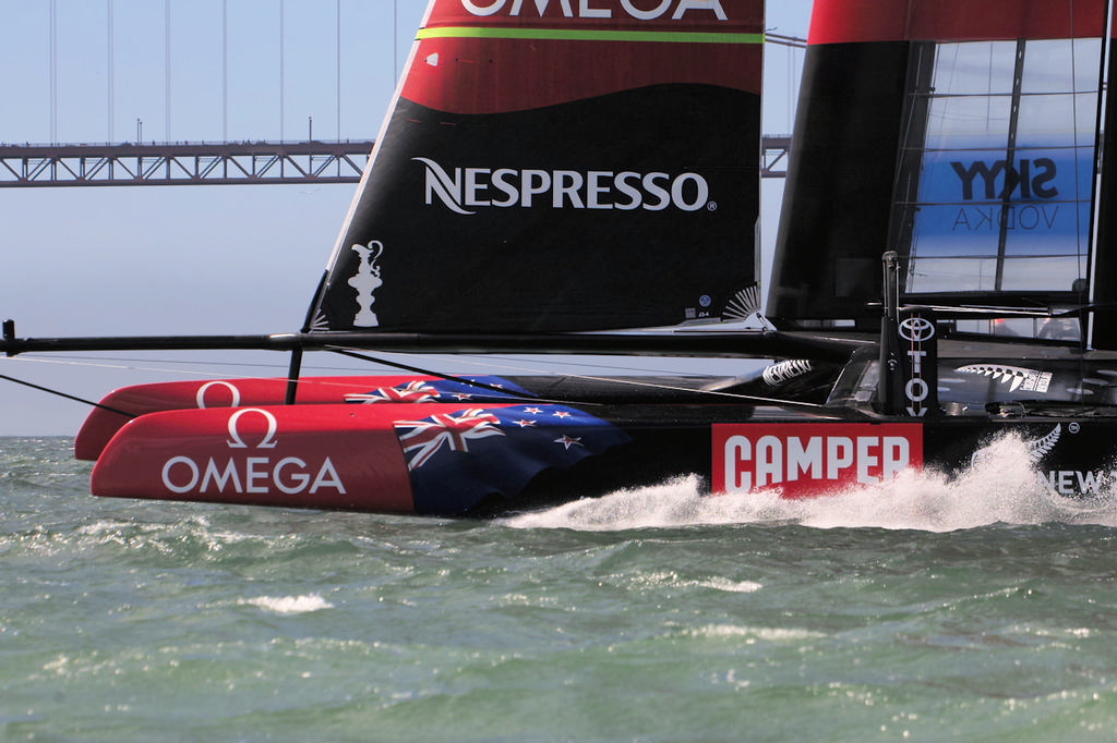 The new bowsprit can be seen in this photo.  - America's Cup photo copyright Chuck Lantz http://www.ChuckLantz.com taken at  and featuring the  class