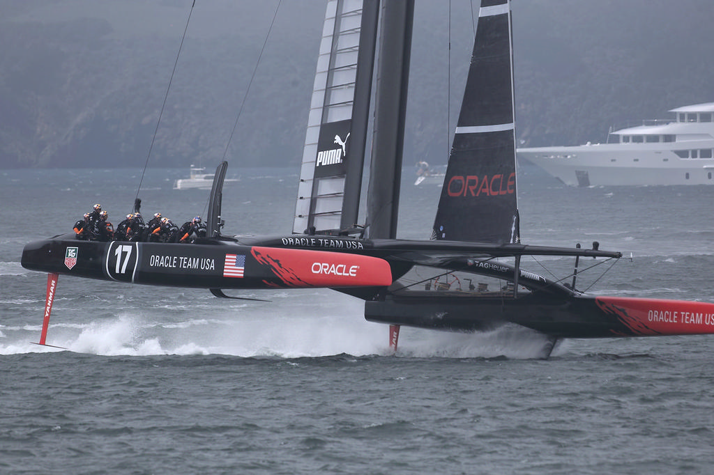 Oralce Team USA full speed ahead - America&rsquo;s Cup, day 2 photo copyright Chuck Lantz http://www.ChuckLantz.com taken at  and featuring the  class