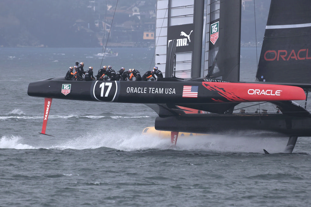 Oracle Team USA in the turn - America&rsquo;s Cup, day 2 photo copyright Chuck Lantz http://www.ChuckLantz.com taken at  and featuring the  class