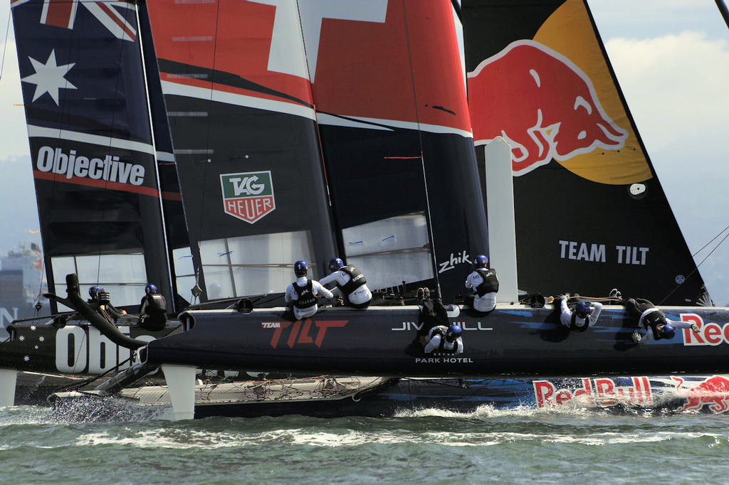 The Aussie and swiss teams battle it out.  - Red Bull Youth America’s Cup © Chuck Lantz http://www.ChuckLantz.com