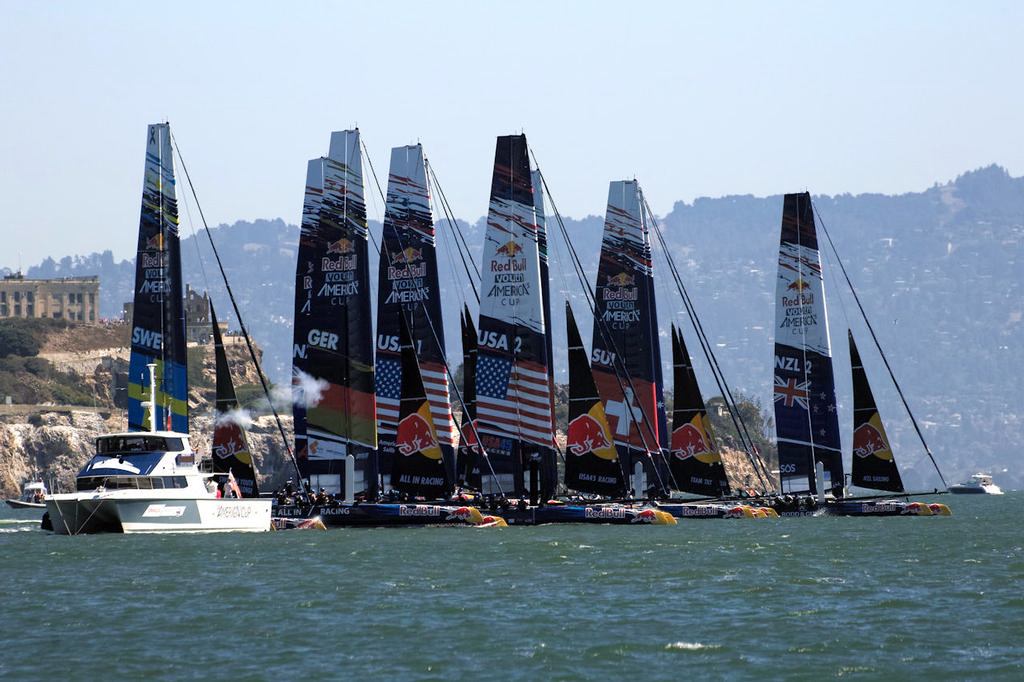 The AC45 fleet at the start of race six in the eight race series - Red Bull Youth AC photo copyright Chuck Lantz http://www.ChuckLantz.com taken at  and featuring the  class