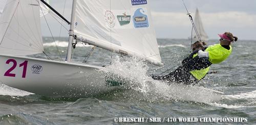 Camille Lecointre/Mathilde Geron (FRA) at the 2013 470 World Championships © Christoph Breschi http://breschi-photo-video.com/