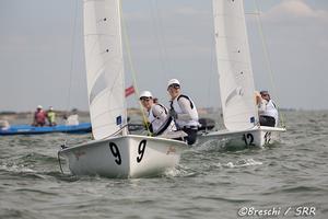 Jo Aleh/Polly Powrie (NZL) on their way to 3rd overall in the Legends&rsquo; Trophy at the2013 470 World Championship photo copyright  Breschi / SRR taken at  and featuring the  class