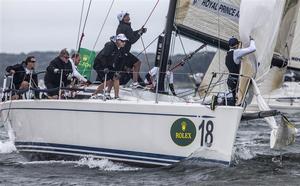 Royal Prince Alfred YC (AUS) team hoisting the spinnaker  - New York Yacht Club Invitational Cup presented by Rolex photo copyright  Rolex/Daniel Forster http://www.regattanews.com taken at  and featuring the  class