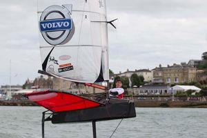 Paul training in the Moth off the iconic Royal Yacht Squadron - Cowes Week 2013, Volvo Sailing Speed Challenge photo copyright Mark Lloyd http://www.lloyd-images.com taken at  and featuring the  class