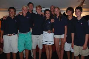 The crew from American YC, winners of the Vineyard Lighthouse Trophy photo copyright Rick Bannerot / ontheflyphoto.net taken at  and featuring the  class